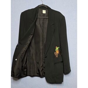 ATTITUDE Western Cowboy Rodeo Embroidered Black Blazer Jacket Women's Large